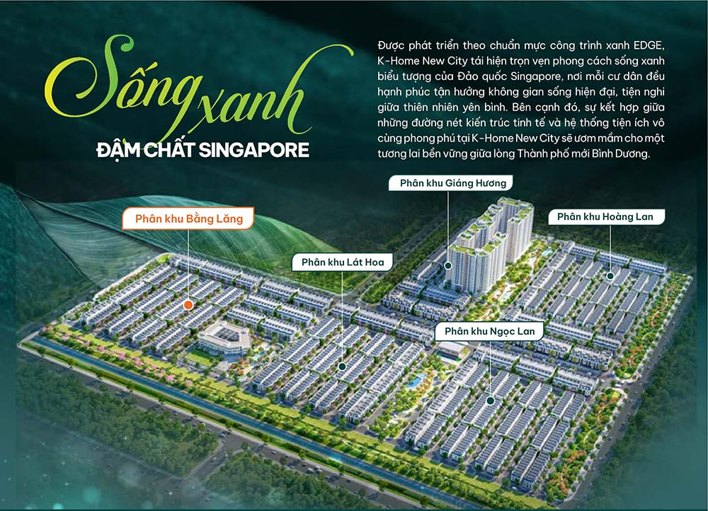 Dự án được chia thành năm phân khu mang tên các loài hoa đặc trưng như Bằng Lăng, Lát Hoa, Ngọc Lan, Hoàng Lan và Giáng Hương.