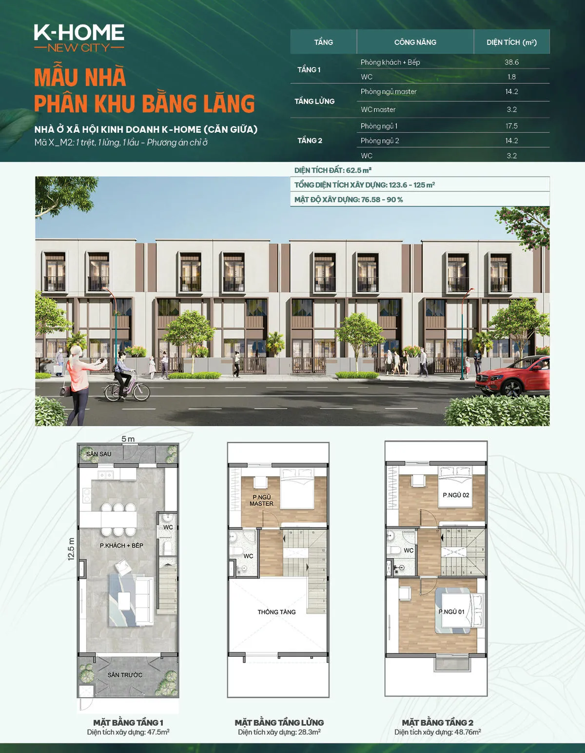 Căn giữa X - M2, phương án chỉ ở