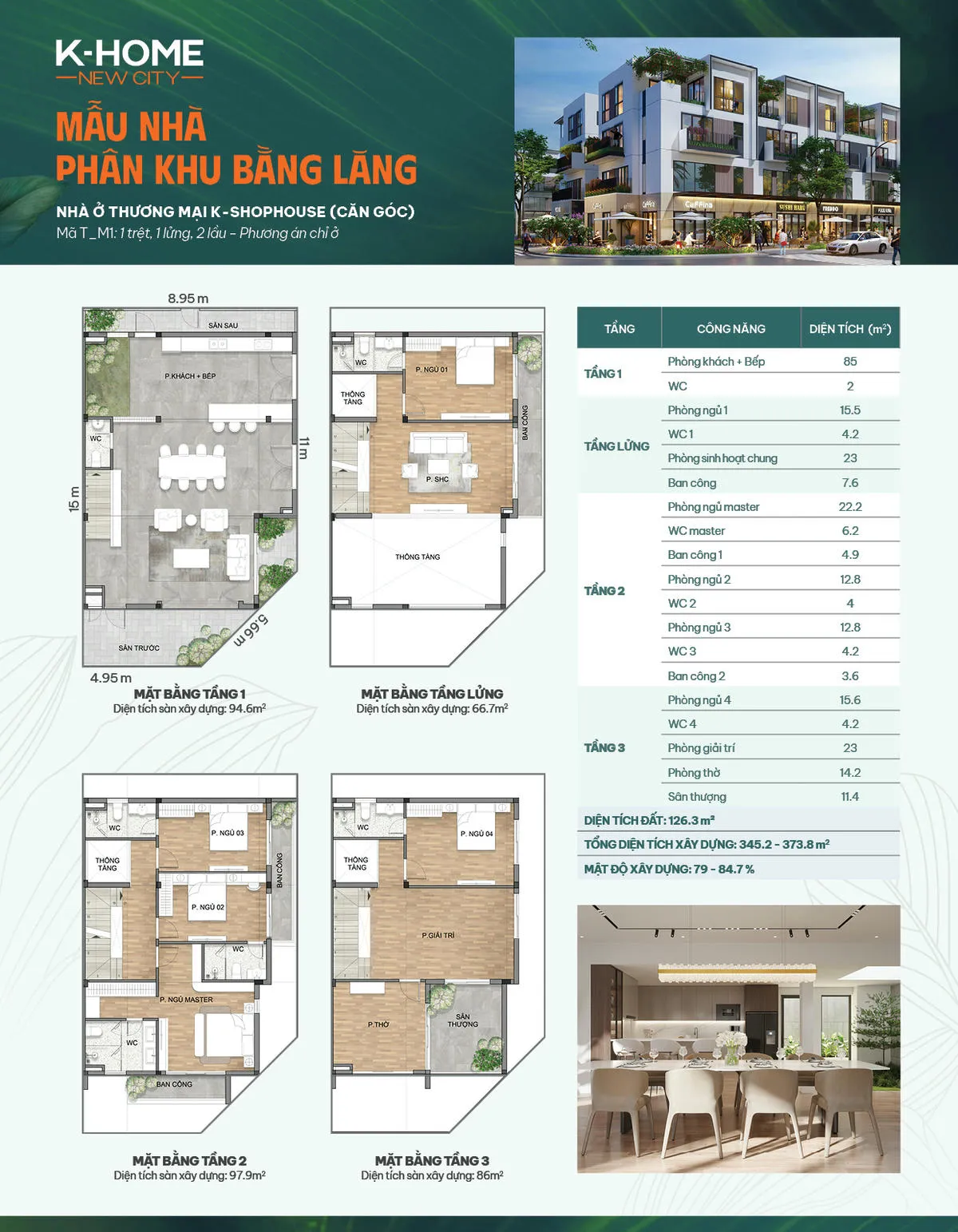 Căn góc T - M1, phương án chỉ ở