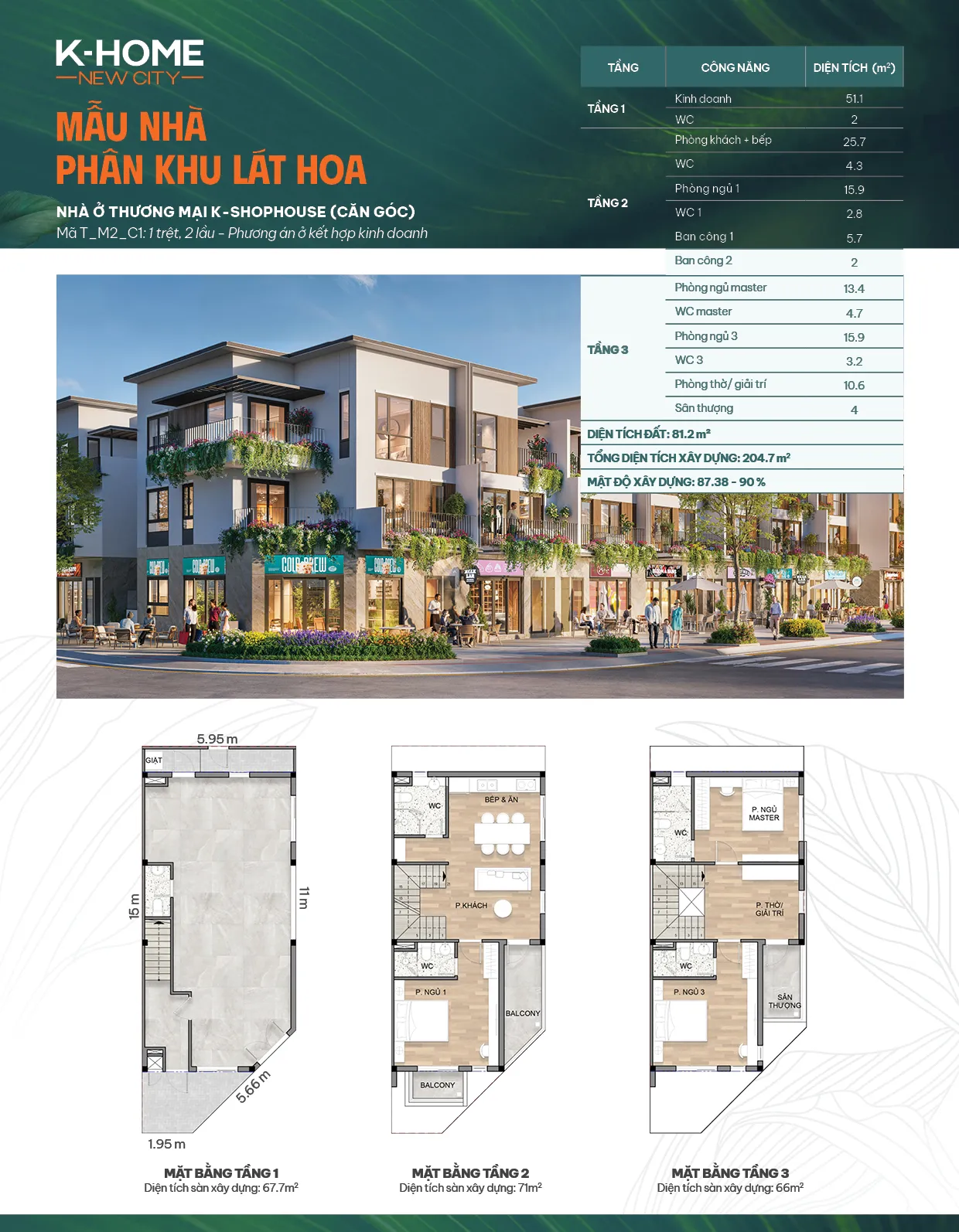 Căn góc T - M2 - C1, phương án ở kết hợp kinh doanh