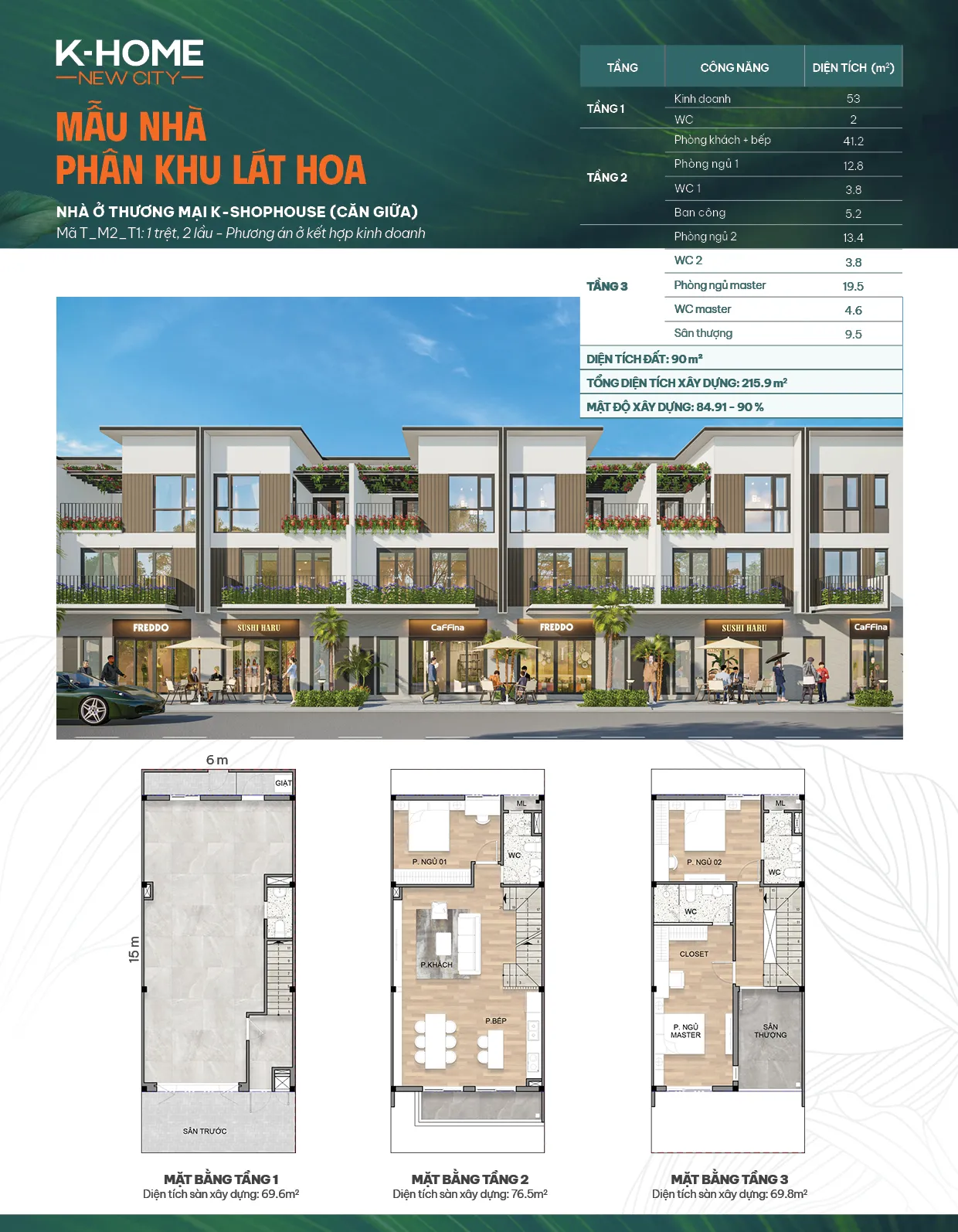 Căn giữa T - M2 - T1, phương án ở kết hợp kinh doanh