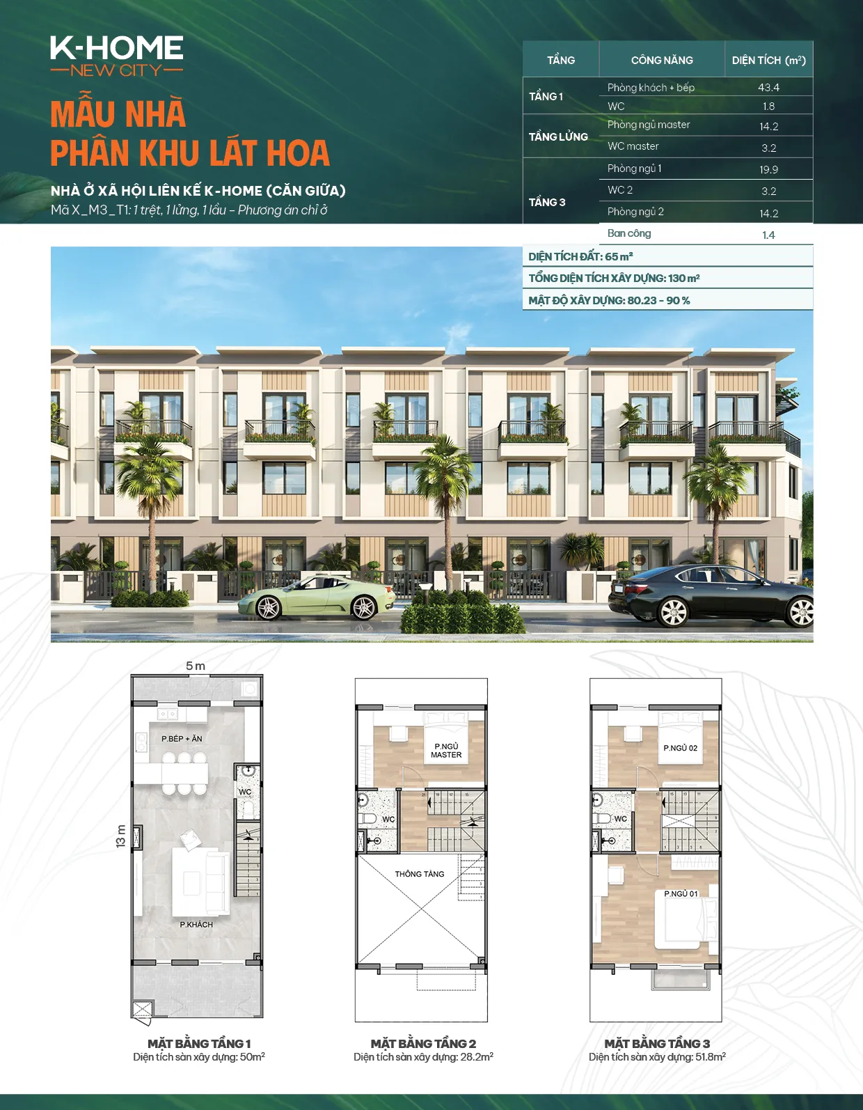Căn giữa X - M3 - T1, phương án chỉ ở
