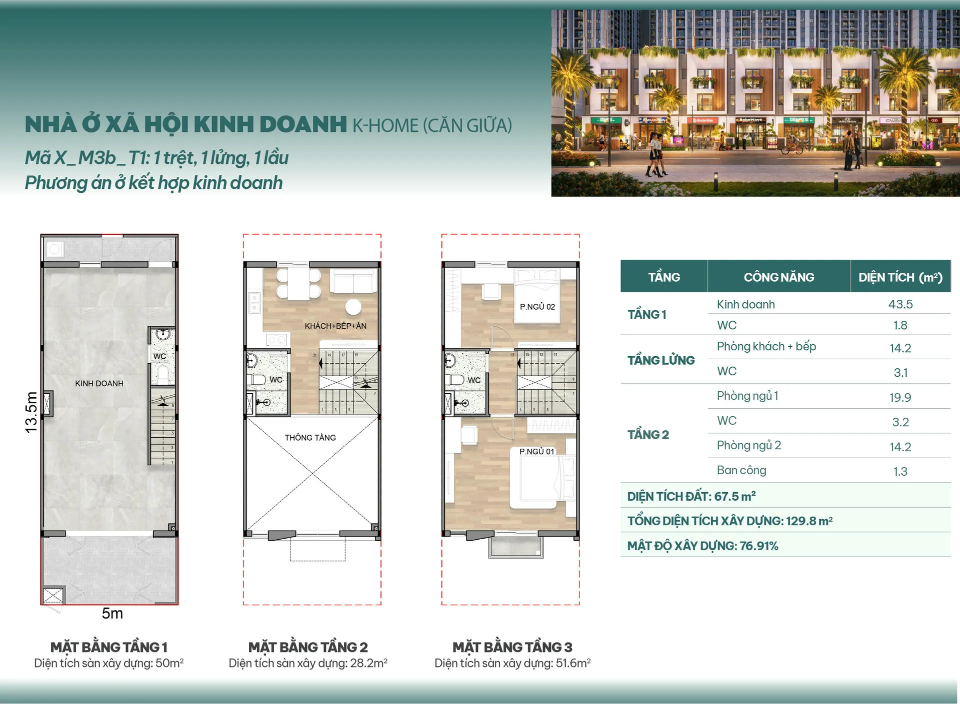 Mẫu căn giữa X - M3B - T1, phương án ở kết hợp kinh doanh