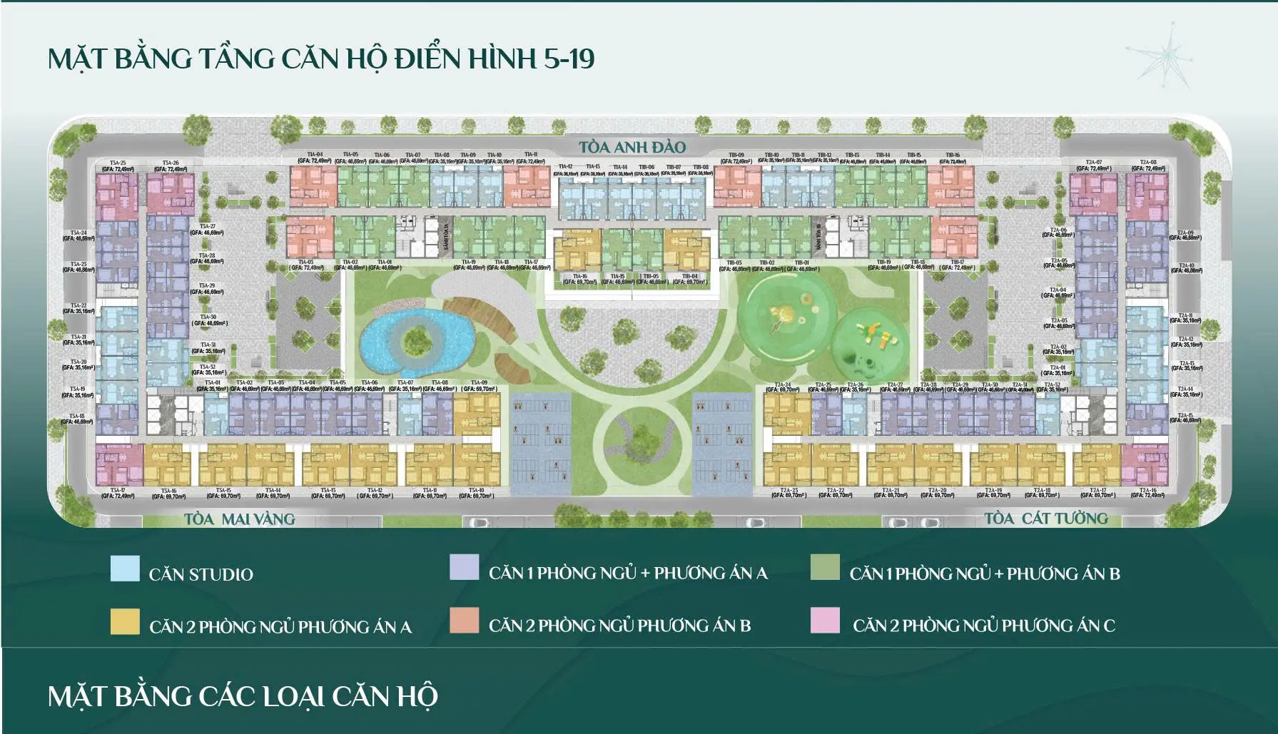 Mặt bằng tầng 5-19 căn hộ K Home