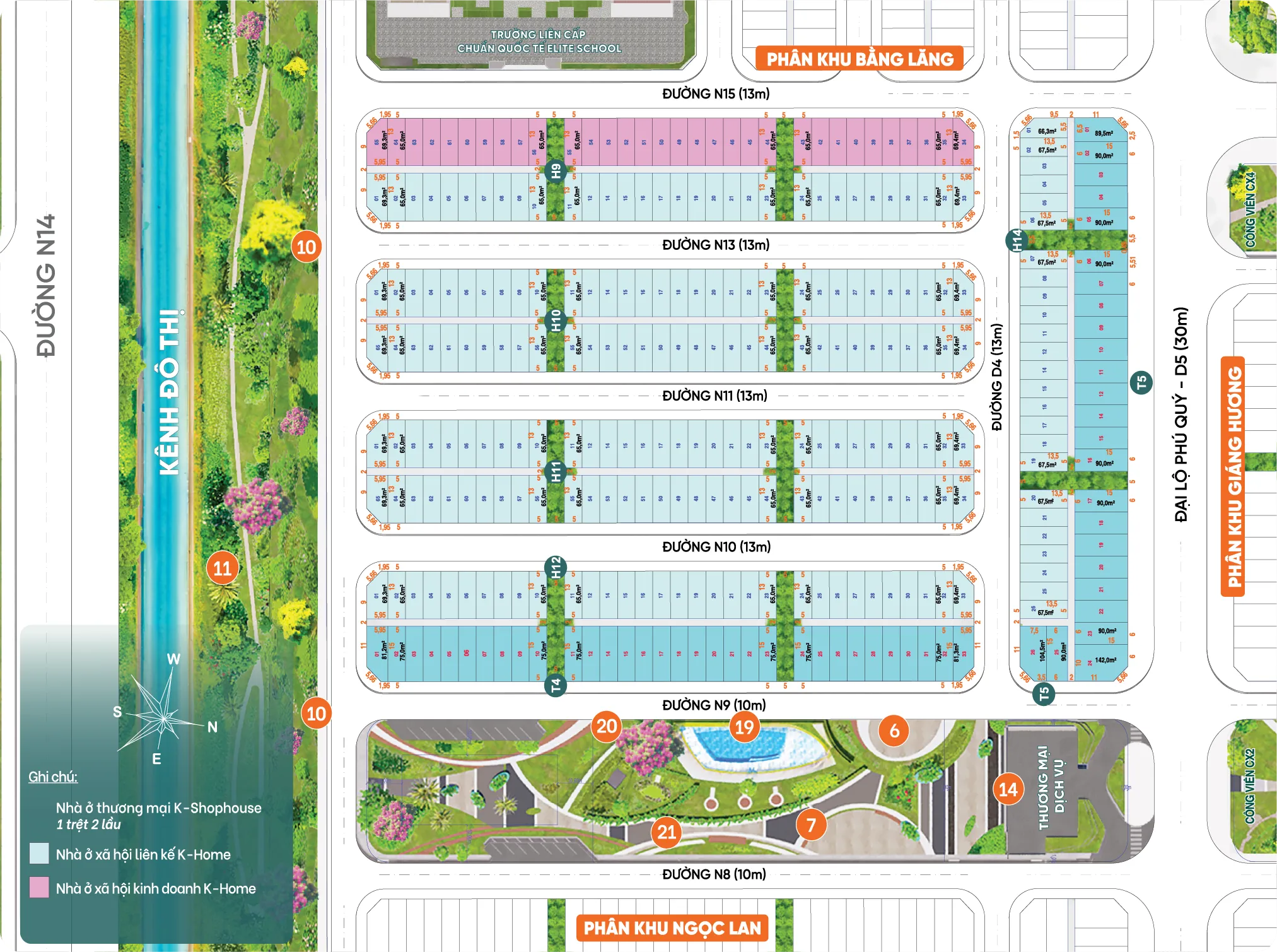 Mặt bằng phân khu Lát Hoa (K Home New City)